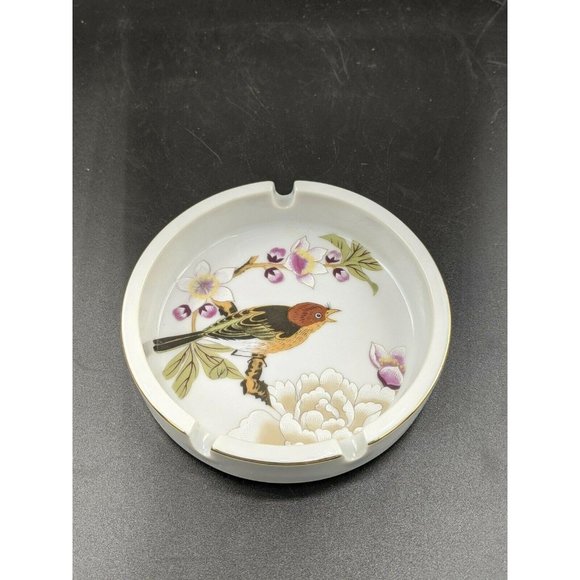 Porcelain Ashtray Shafford Japan Bird Floral - Picture 8 of 10